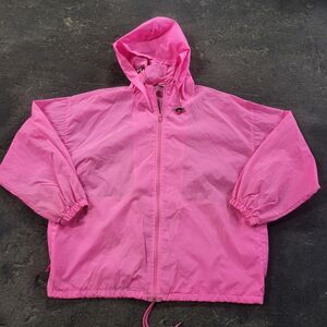 Vintage Pro Spirit Windbreaker Jacket Size L Pink Hooded Lightweight Outdoor